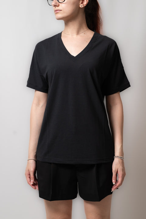 DRUMOHR T-SHIRT IN COTONE A MEZZA MANICA CON SCOLLO A V