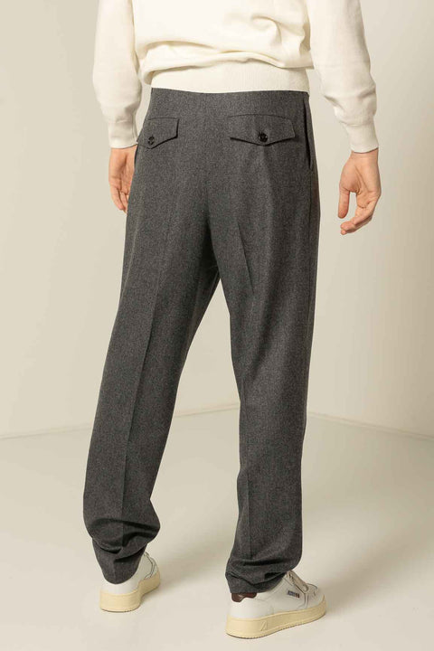 PANTALÓN BRUNELLO CUCINELLI DE LANA CON CULISSE Y PINCHAS