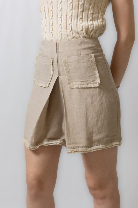 MVP WARDROBE SHORTS IN LINO GAMBA OVER TASCHE ANTERIORI A TOPPA