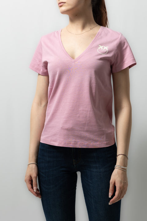 PINKO TURBATO T-SHIRT V NEK JERSEY