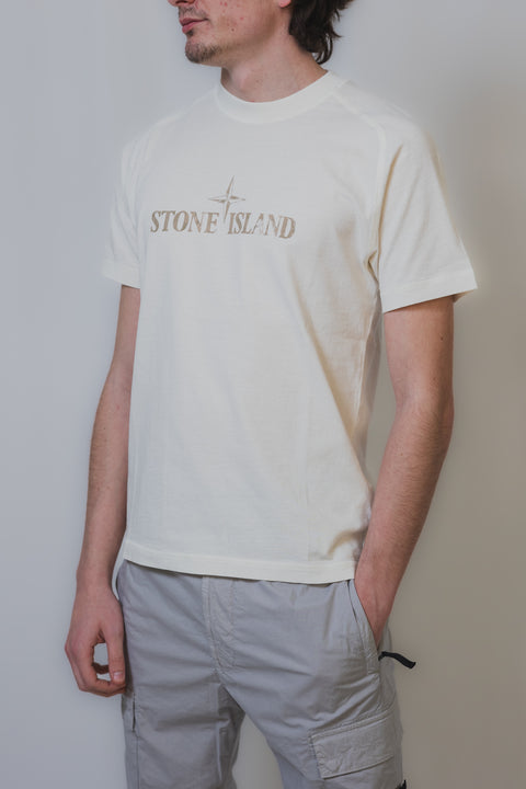 STONE ISLAND T-SHIRT REGULAR FIT JERSEY CON STAMPA LOGO PETTO E SCHIENA