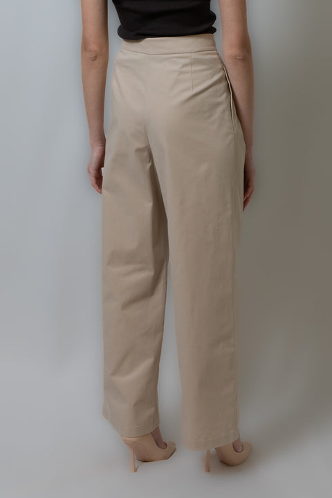 EMPORIO ARMANI PANTALONE VITA ALTA CON PINCES REALIZZATO IN COTONE CON GAMBA PALAZZO