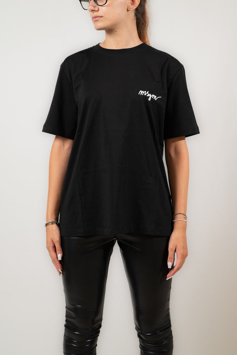 MSGM T-SHIRT JERSEY RICAMO LOGO PETTO