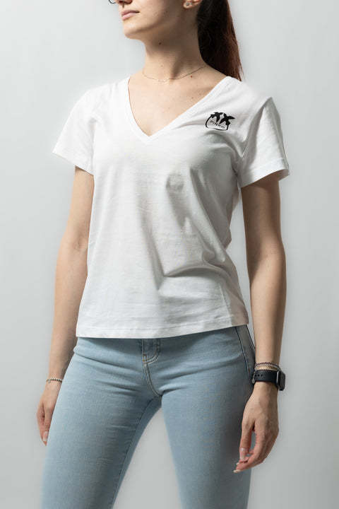 PINKO TURBATO T-SHIRT V NEK JERSEY