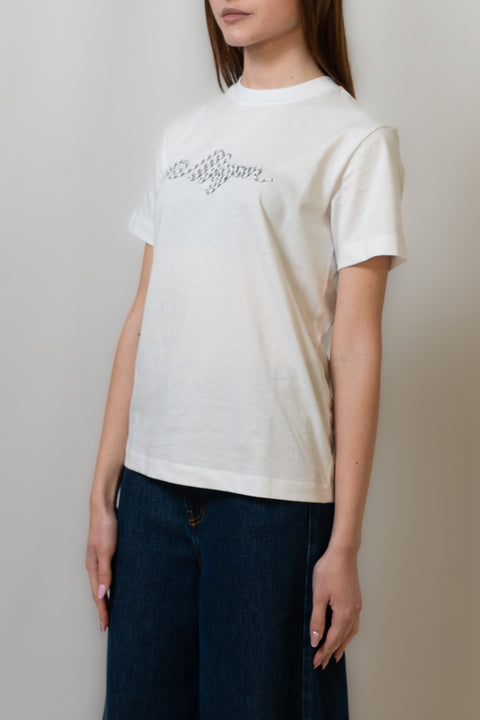 MSGM T-SHIRT CON LOGO IN CORDONCINO SUL PETTO REALIZZATA IN JERSEY DI COTONE