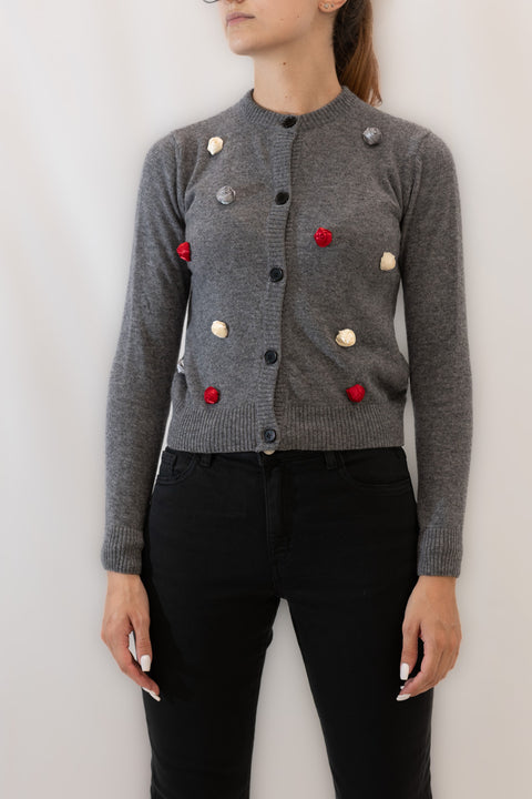 MSGM CARDIGAN CROPPED LANA APP ROSE