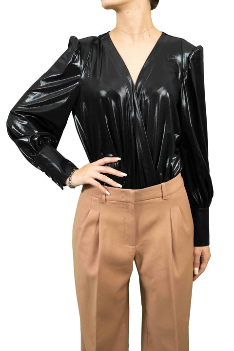 BCBGMAXAZRIA Iridescent TECNO SATIN BODYSUIT