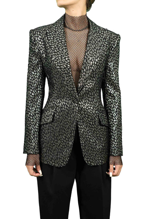 BCBGMAXAZRIA ANIMAL PRINT LUREX JACKET