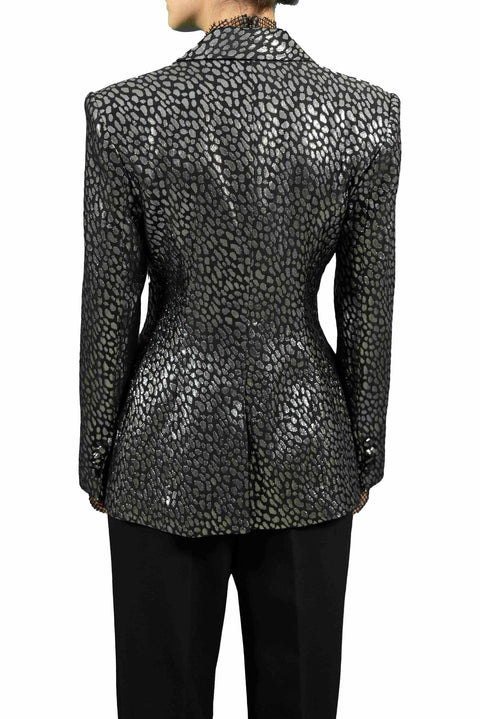 BCBGMAXAZRIA ANIMAL PRINT LUREX JACKET